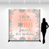 Lofaris Custom Name Silver Snowflake 1st Birthday Backdrop